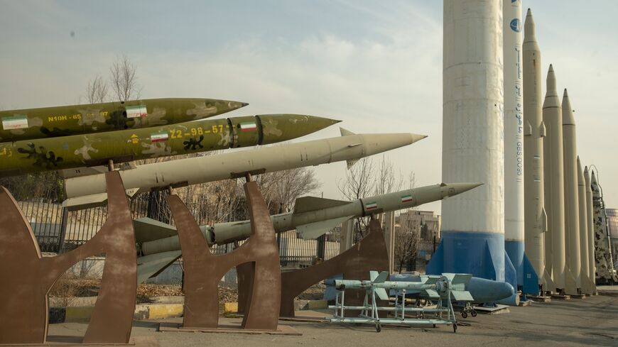 Iranian missiles exhibited in a park on January 20, 2024, in Tehran, Iran.